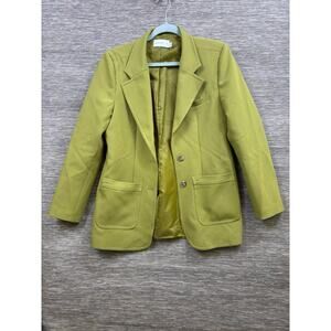 Warehouse Tailored Blazer Jacket Womens Size 10 US 8 Green Two Buttons Casual